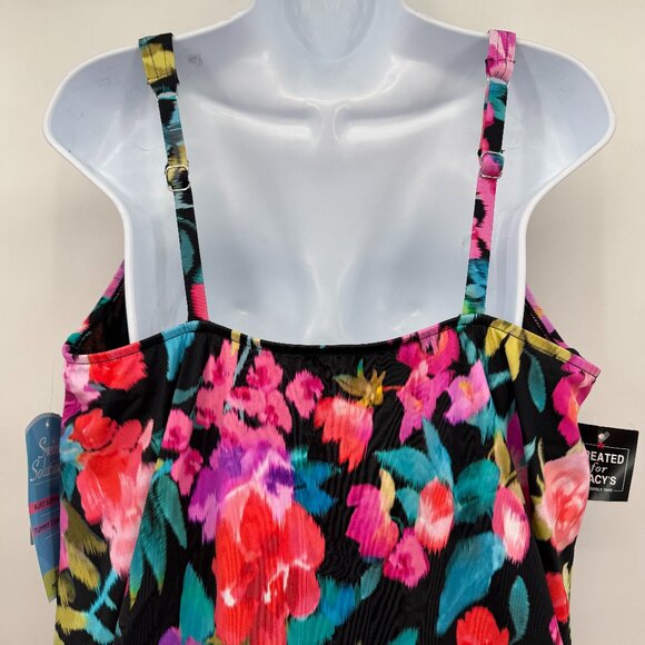 Swim Solutions Plus Floral V-Neck Swimdress Bust Support Tummy Control 18W NWT - Picture 5 of 14